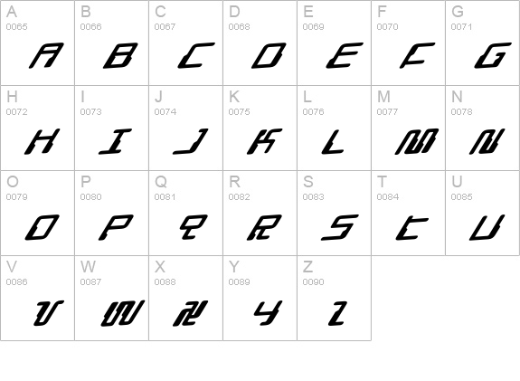Droid Lover Expanded Rotalic uppercase A-Z preview