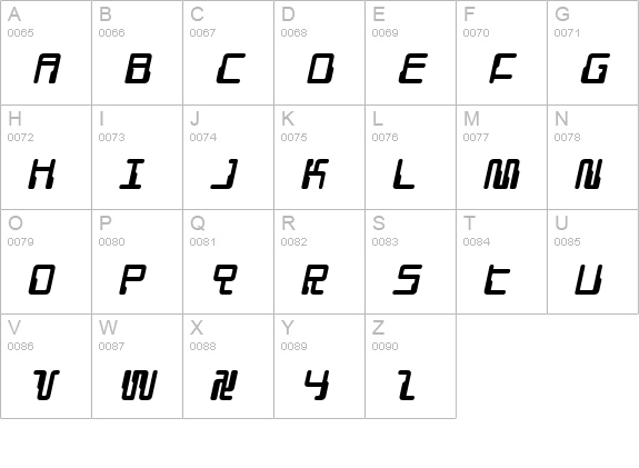 Droid Lover Italic uppercase A-Z preview