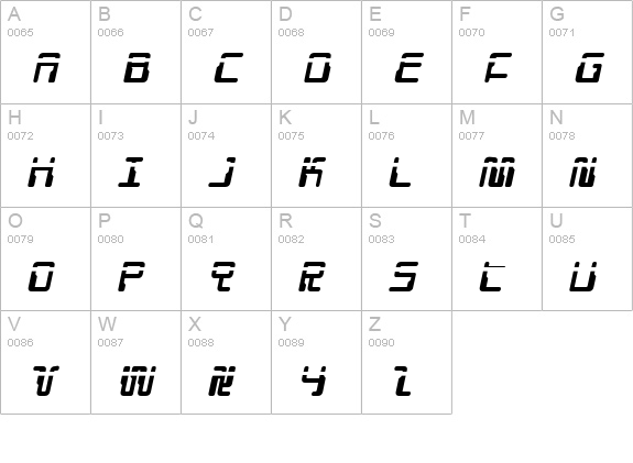 Droid Lover Laser Italic uppercase A-Z preview