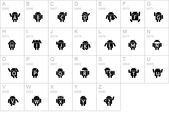 Droid Robot Regular uppercase A-Z preview