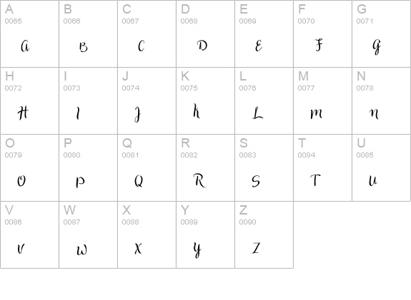 Druchilla Script uppercase A-Z preview