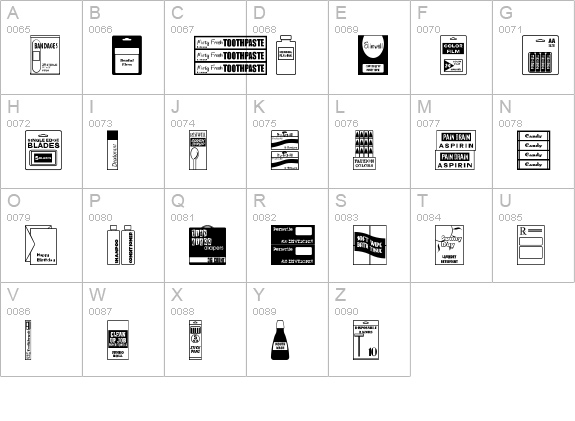 Drug Store Items JL uppercase A-Z preview
