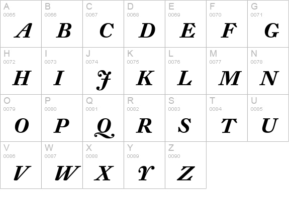 DTL Fleischmann D Bold Italic Caps uppercase A-Z preview