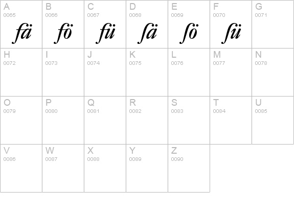 DTL Fleischmann D Medium Italic Alt uppercase A-Z preview