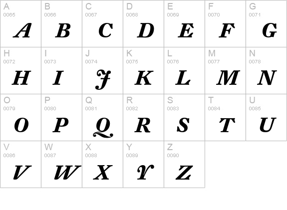 DTL Fleischmann ST Bold Italic uppercase A-Z preview