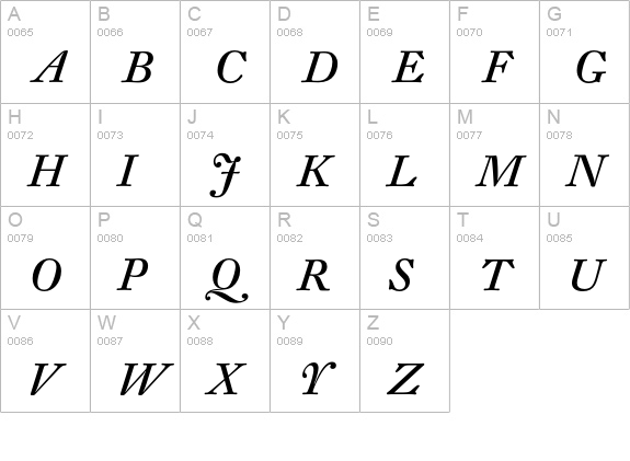 DTL Fleischmann ST Italic uppercase A-Z preview