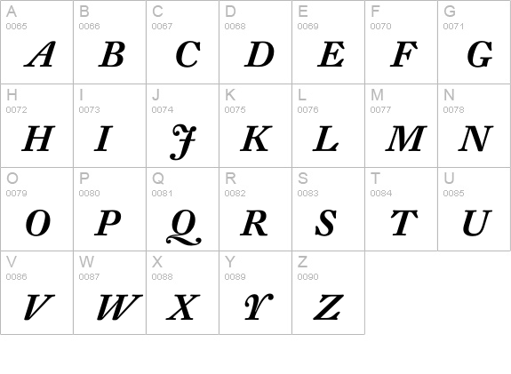 DTL Fleischmann ST Medium Italic uppercase A-Z preview