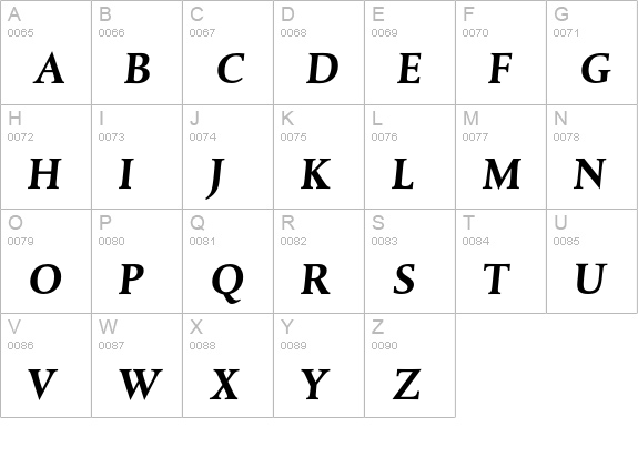 DTLAlbertinaT Bold Italic uppercase A-Z preview