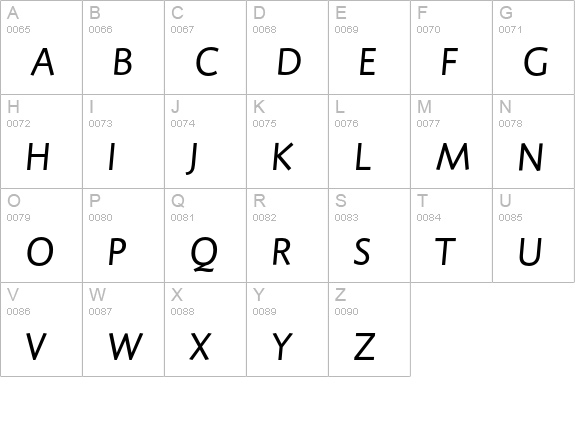 DTLCaspariST-Italic uppercase A-Z preview