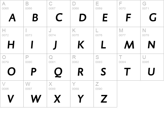 DTLCaspariT-BoldItalic uppercase A-Z preview