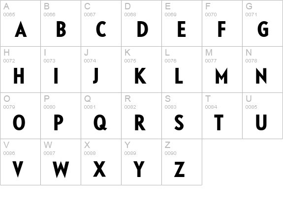 DTLNobelT-CondensedBold uppercase A-Z preview
