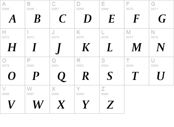 DTLParadoxTCaps-BoldItalic uppercase A-Z preview