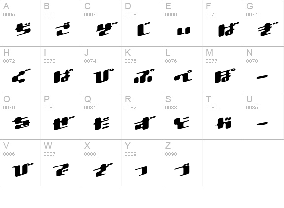 Dtron Italic uppercase A-Z preview