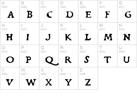 Du Bellay Italic uppercase A-Z preview