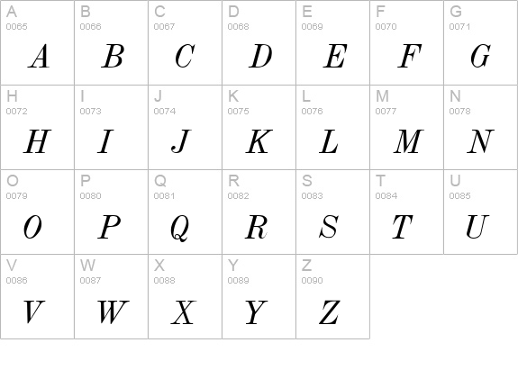 Dubiel Italic uppercase A-Z preview