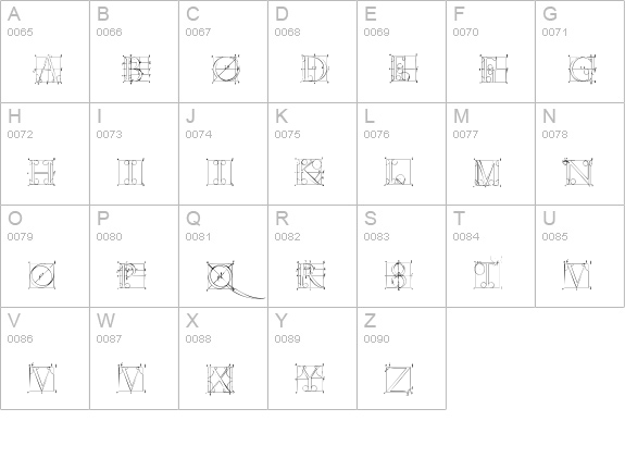 DuererLatinConstructionCapitals uppercase A-Z preview