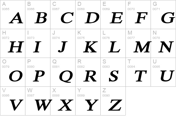 Duke Extended BoldItalic uppercase A-Z preview