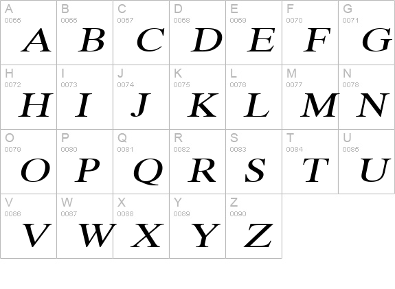 Duke Extended Italic uppercase A-Z preview