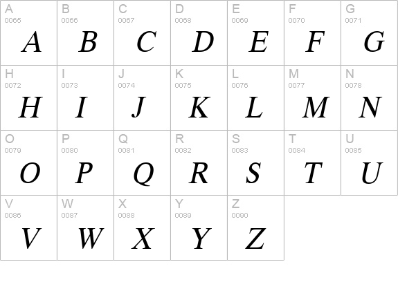 Duke Italic uppercase A-Z preview