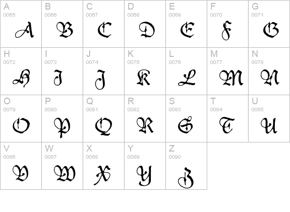 Dukeplus uppercase A-Z preview