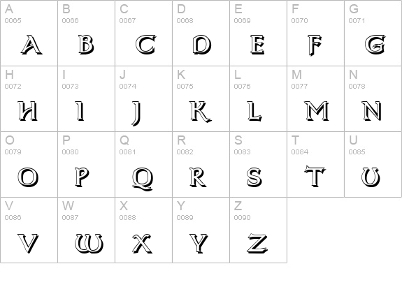 Dumbledor 2 Shadow uppercase A-Z preview