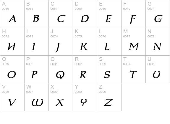 Dumbledor 3 Italic uppercase A-Z preview
