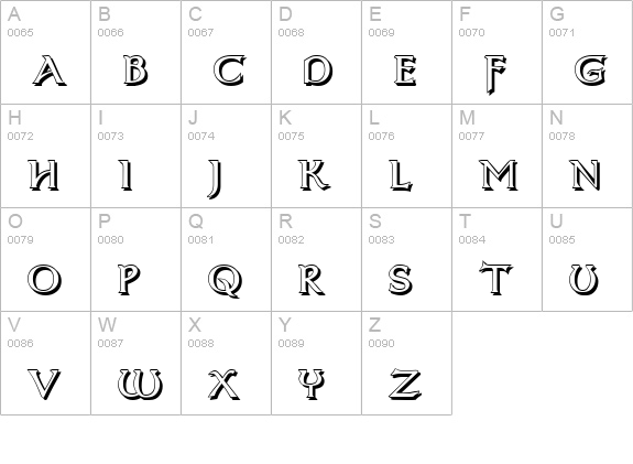 Dumbledor 3 Shadow uppercase A-Z preview