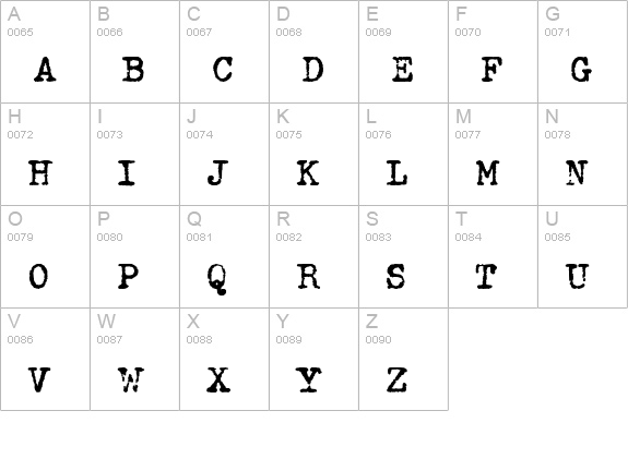 DumbOldTypewriter AlternateBold Alternate Bold uppercase A-Z preview