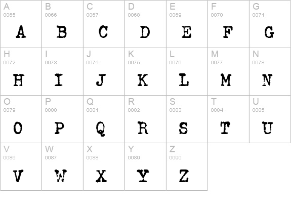 DumbOldTypewriter Bold uppercase A-Z preview