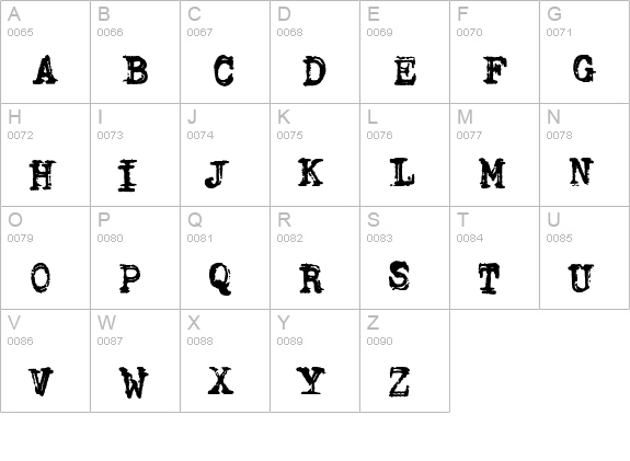 DumbOldTypewriter DoublePunch uppercase A-Z preview