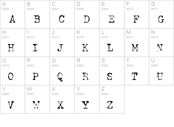 DumbOldTypewriter Light uppercase A-Z preview