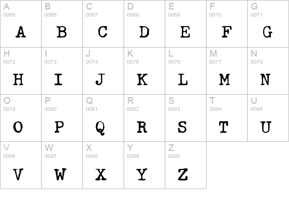 DumbOldTypewriter Normal uppercase A-Z preview