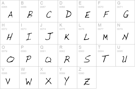 DunleysHand Regular uppercase A-Z preview