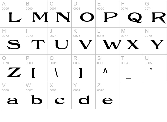 Durendal uppercase A-Z preview