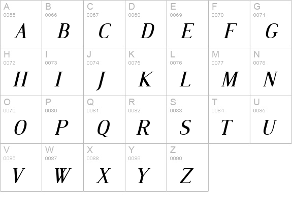 Dustismo Roman Italic uppercase A-Z preview