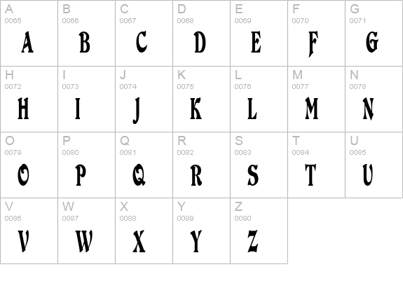 DuvallSmallCapsCondensed uppercase A-Z preview