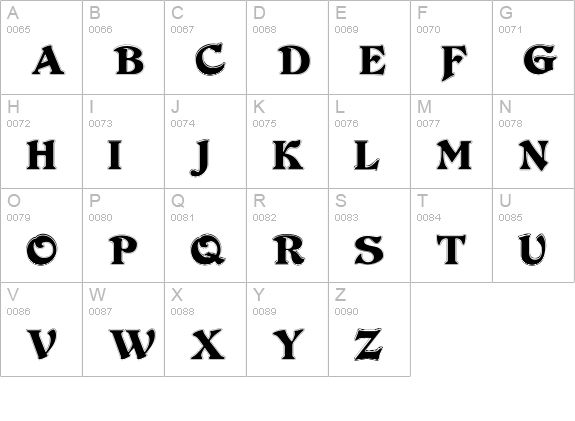 DuvallSmallCapsOutline uppercase A-Z preview