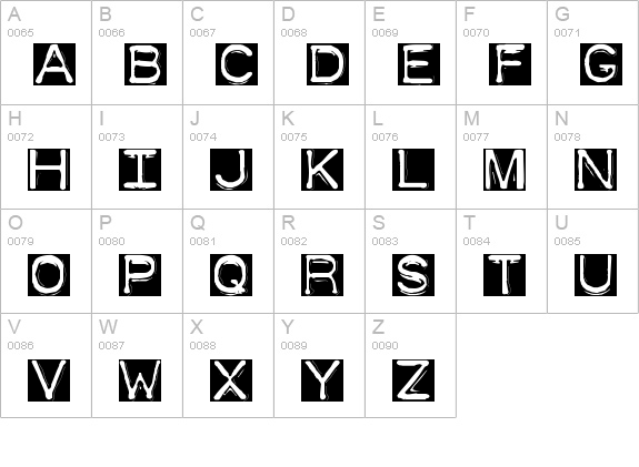 DymoFontInvers uppercase A-Z preview