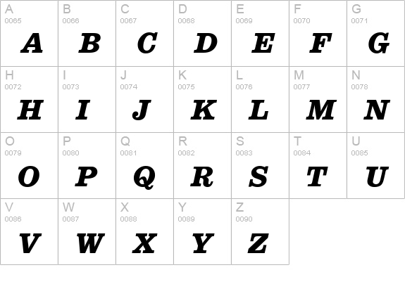 E710-Roman-BoldItalic uppercase A-Z preview