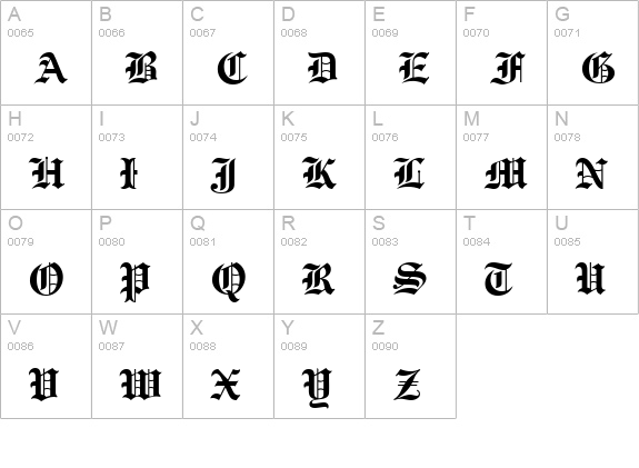 E780-Blackletter-Bold uppercase A-Z preview