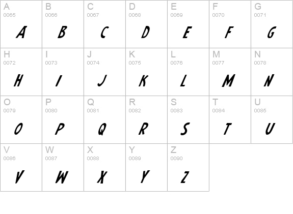 Earth's Mightiest Italic uppercase A-Z preview