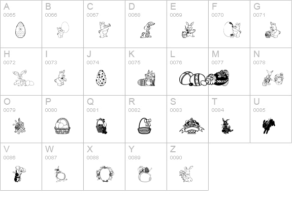 Easter art uppercase A-Z preview