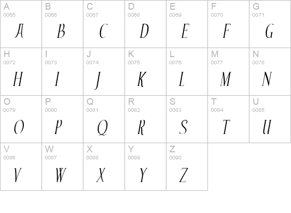 Echelon Italic uppercase A-Z preview