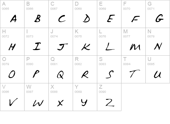 EddiesHand Regular uppercase A-Z preview