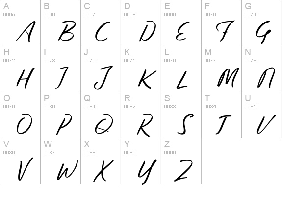 Edward Script Font uppercase A-Z preview