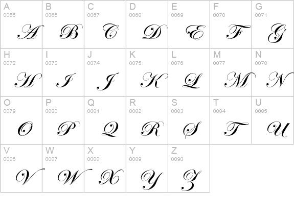 EdwardianScriptEF-BoldA uppercase A-Z preview
