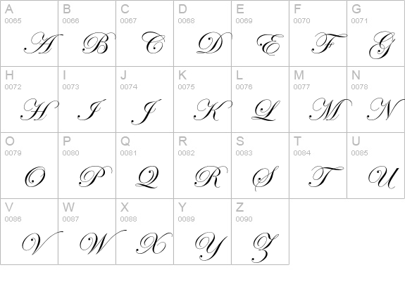 EdwardianScriptEF-RegularA uppercase A-Z preview