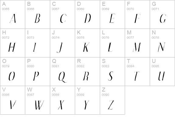 Effloresce Gaunt Italic uppercase A-Z preview
