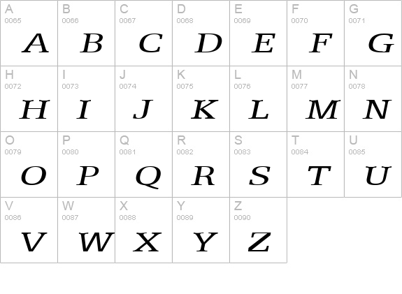 Eggo Extended Italic uppercase A-Z preview