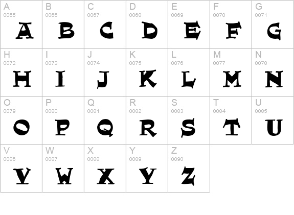 Eglantine uppercase A-Z preview